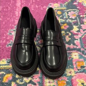 SHEIN Black Flats Chunky Platform Loafers
